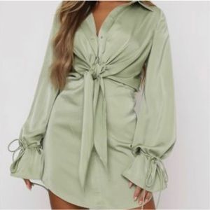 Split Second Mini Dress Matcha